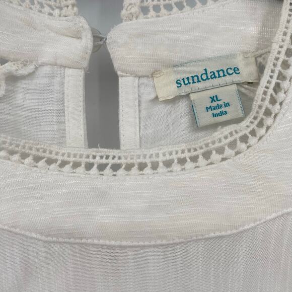 Sundance Women's White Tank Boho Lace Sleeveless Blouse Size XL X-Large - Picture 2 of 7